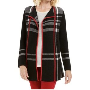 Charter Club Long Sleeves Cardigan Sweater Jacket FIRE RED multi sz petite S